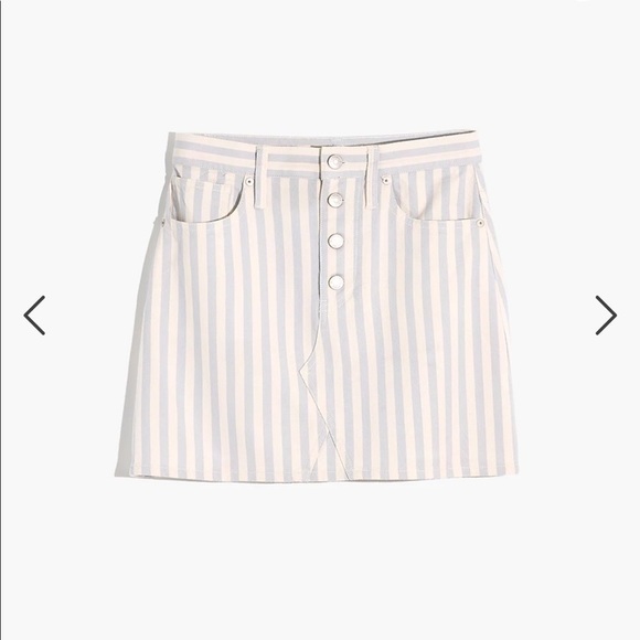 Madewell Stretch A-Line Mini Skirt in Pompano Stripe: Button-Front Edition - Picture 3 of 11